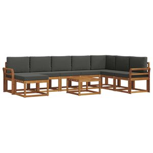 vidaXL Conjunto de Sof&aacute;s para Exterior 9 unid. Natural e Antracite