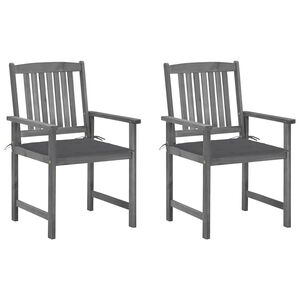vidaXL Cadeiras de jardim com almofad&otilde;es 2 pcs ac&aacute;cia maci&ccedil;a cinza