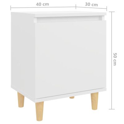 vidaXL Mesa de cabeceira c/ pernas em madeira maciça 40x30x50cm branco