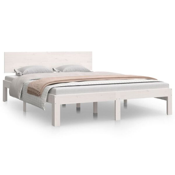 vidaXL Estrutura de cama 140x190 cm pinho maci&ccedil;o branco