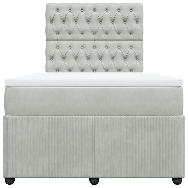 vidaXL Cama boxspring c/ colch&atilde;o 120x200 cm veludo cinzento-claro