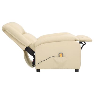 vidaXL Poltrona massagens reclinável elétrica couro genuíno cor creme