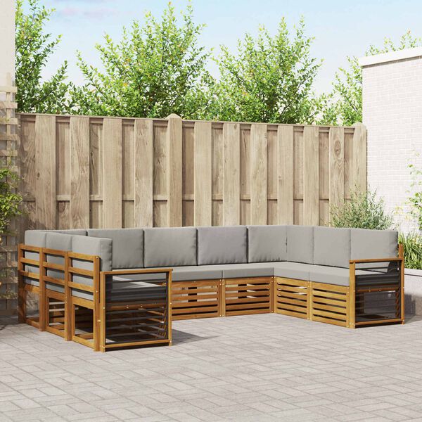 vidaXL Conjunto de Sof&aacute; Sectional 9 pcs Cinza Natural e Claro