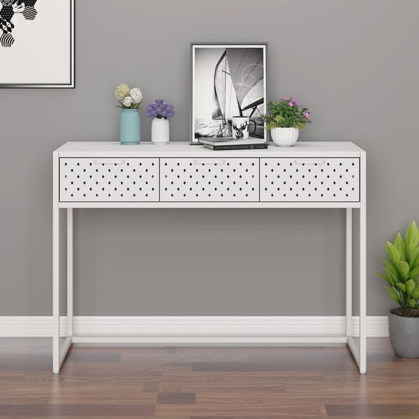 vidaXL Mesa consola 106x35x75 cm a&ccedil;o branco