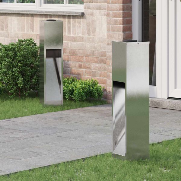 vidaXL Luz Solar LED de Caminho 2 pcs Prateado A&ccedil;o inoxid&aacute;vel