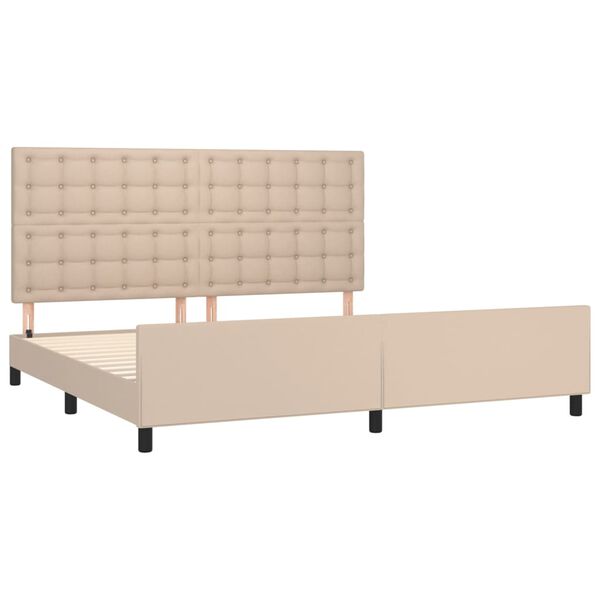 vidaXL Estrutura cama cabeceira 200x200 cm couro artificial cappuccino