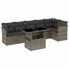 vidaXL 7 pcs conjunto sof&aacute;s p/ jardim c/ almofad&otilde;es vime PE cinzento