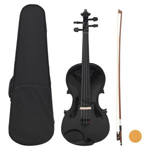vidaXL Conjunto completo violino c/ arco e apoio de queixo 4/4 preto