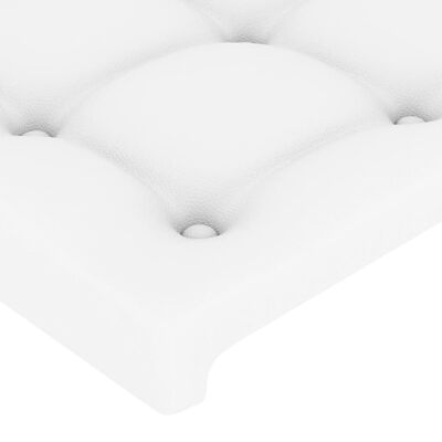 vidaXL Cabeceira cama c/ abas couro artificial 147x23x118/128cm branco