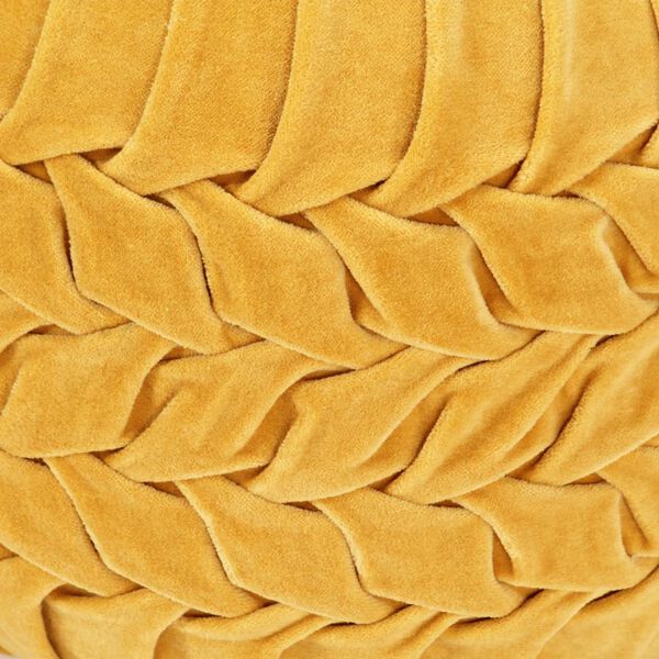 vidaXL Pufe em veludo de algod&atilde;o design smock 40x30 cm amarelo