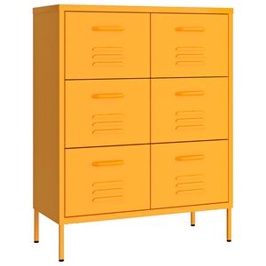 vidaXL Arm&aacute;rio com gavetas a&ccedil;o 80x35x101,5 cm amarelo mostarda