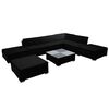 vidaXL 8 pcs conjunto lounge de jardim c/ almofad&otilde;es vime PE preto