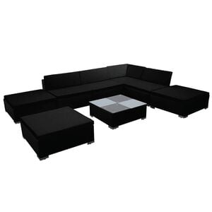 vidaXL 8 pcs conjunto lounge de jardim c/ almofad&otilde;es vime PE preto
