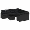 vidaXL Conjunto de Sofás com almofada 9 pcs Preto vime PE