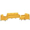 vidaXL 4 pcs conjunto de sof&aacute;s com almofad&otilde;es tecido amarelo-claro