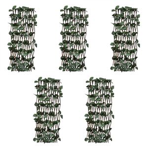 vidaXL Cercas treli&ccedil;a salgueiro c/ folhas artificiais 5 pcs 180x30cm
