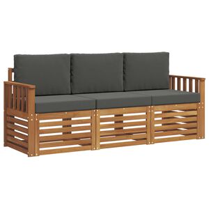 vidaXL Conjuntos de sof&aacute;s com almofada 3 pcs Natural e Antracite