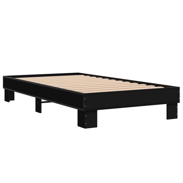 vidaXL Estrutura de cama 90x190 cm derivados de madeira e metal preto