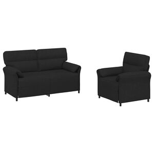 vidaXL Conjunto de Sof&aacute;s 2 unid. Preto Tecido