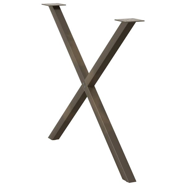 vidaXL P&eacute;s para mesa de jantar em formato de X, 2 pe&ccedil;as, a&ccedil;o natural, 90x(72-73) cm, a&ccedil;o