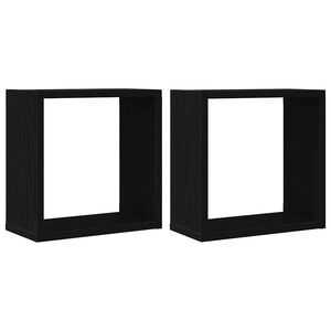 vidaXL Prateleiras de parede em forma de cubo, 2 pe&ccedil;as, carvalho preto, 30x15x30 cm, madeira engenheirada