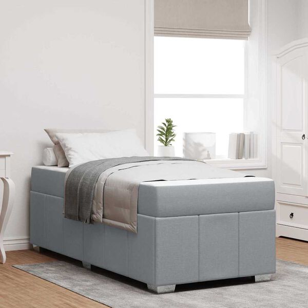 vidaXL Estrutura da Cama com colch&atilde;o Cinzento-claro 90 x 200 cm tecido