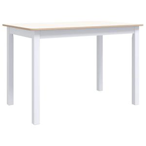 vidaXL Mesa jantar 114x71x75cm madeira seringueira branco e castanho