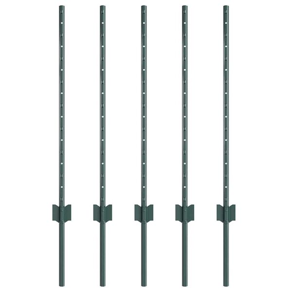 vidaXL Poste de Cerca 5 pcs Verde 120 cm A&ccedil;o