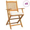 vidaXL Cadeira Dobr&aacute;vel 8 unid. Branco Madeira de ac&aacute;cia maci&ccedil;a