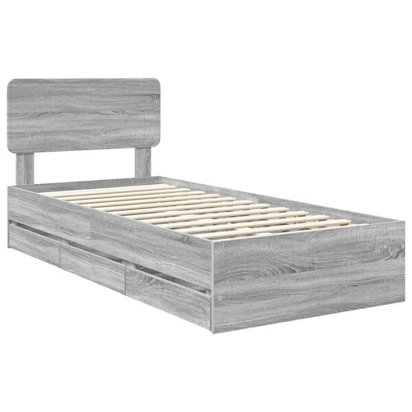 vidaXL Estrutura da Cama Sonoma cinza 75 x 190 cm Madeira engenheirada
