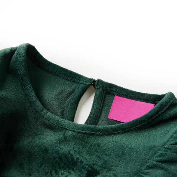 Blusa para crian&ccedil;a com folhos verde-escuro 104