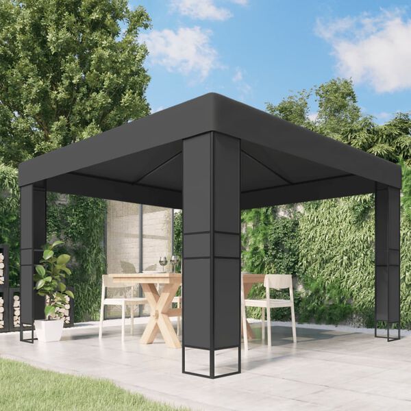 vidaXL Gazebo com telhado duplo 3x3 m antracite