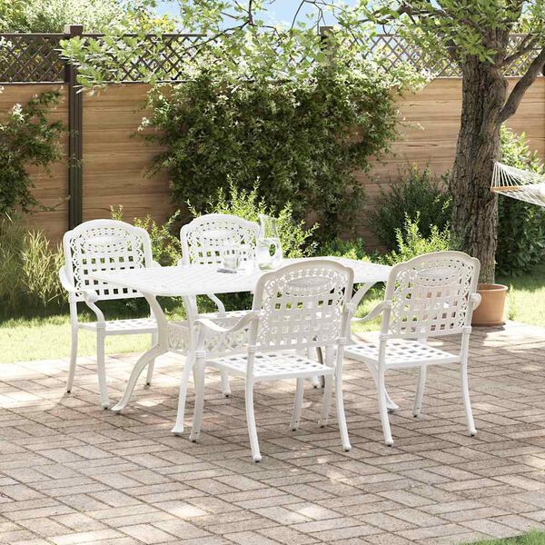 vidaXL Conjunto de Jantar para Jardim 5 pcs Branco Alum&iacute;nio