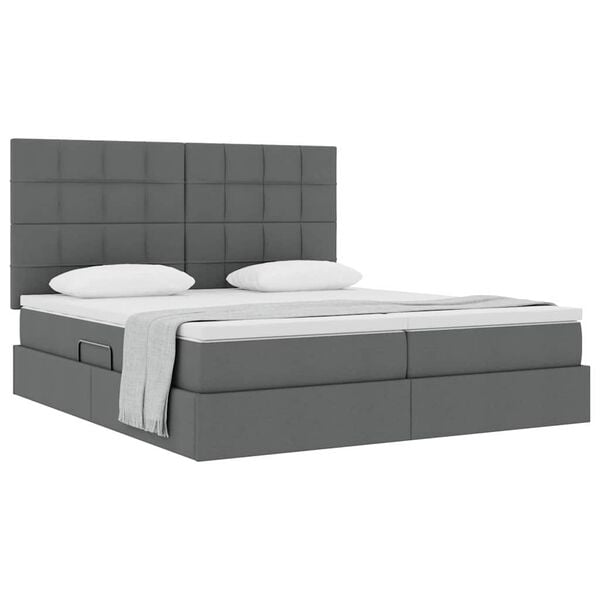 vidaXL Cama com Armazenamento com colch&atilde;o Cinza Escuro 180 x 200 cm