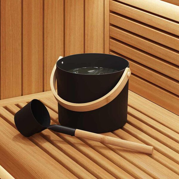 vidaXL Conjunto de Acess&oacute;rios de Sauna 2 pcs Preto