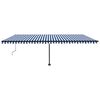 vidaXL Toldo autom. c/ LED e sensor de vento 600x350 cm azul/branco