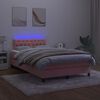 vidaXL Cama box spring c/ colch&atilde;o luzes e LED 120x190 cm veludo rosa