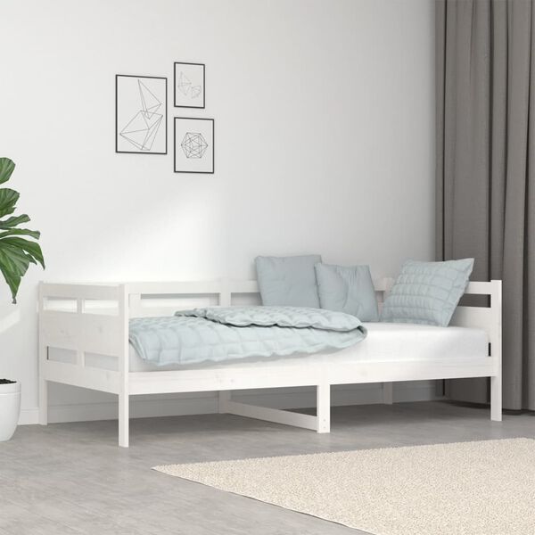 vidaXL Sofá-cama 90x190 cm madeira de pinho maciça branco