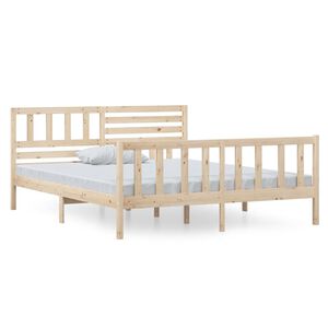 vidaXL Estrutura de cama casal 135x190 cm madeira maci&ccedil;a