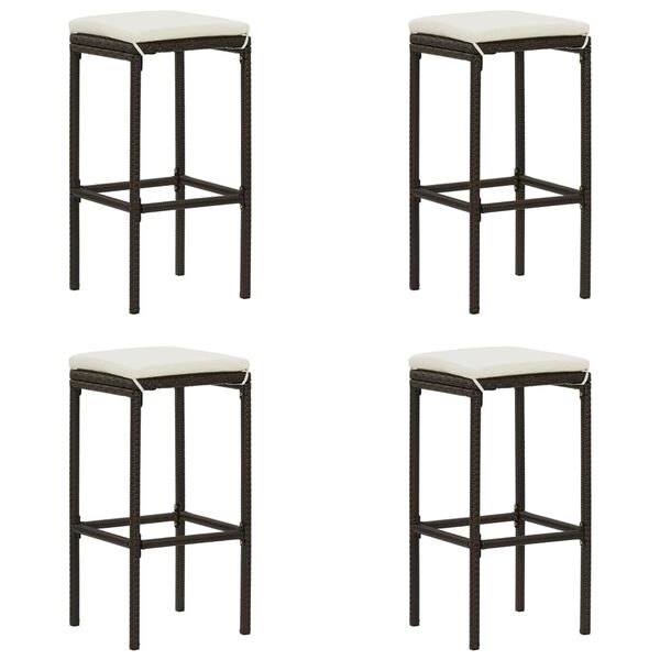 vidaXL 5 pcs conjunto de bar para jardim com almofad&otilde;es castanho