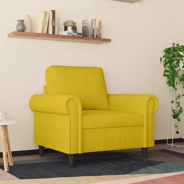 vidaXL Poltrona 60 cm veludo amarelo