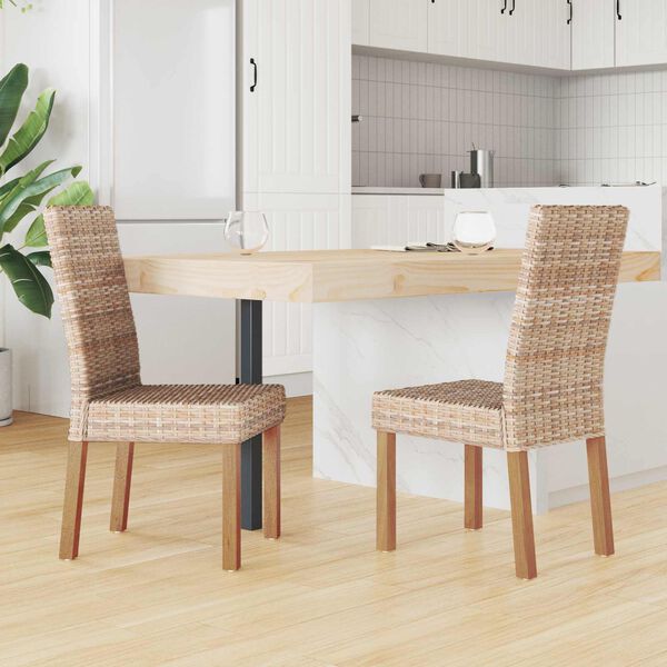 vidaXL Cadeira de jantar 2 pcs Natural 45 x 54 x 93 cm
