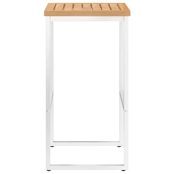 vidaXL Cadeiras de bar 2 pcs madeira teca maci&ccedil;a e a&ccedil;o inoxid&aacute;vel