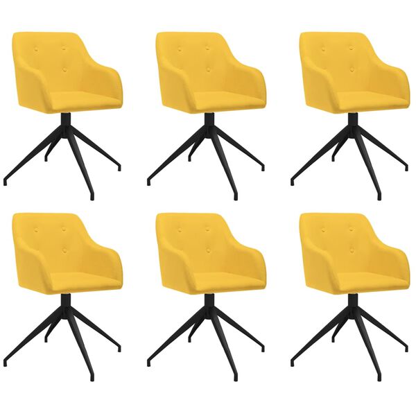 vidaXL Cadeiras de jantar girat&oacute;rias 6 pcs tecido amarelo