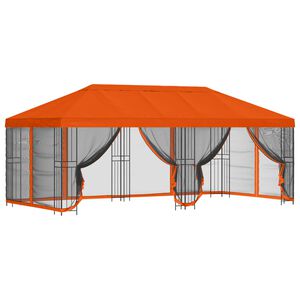 vidaXL Gazebo com paredes laterais 6 x 3 m Laranja Poli&eacute;ster e A&ccedil;o