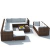 vidaXL 10 pcs conjunto lounge jardim c/ almofad&otilde;es vime PE castanho