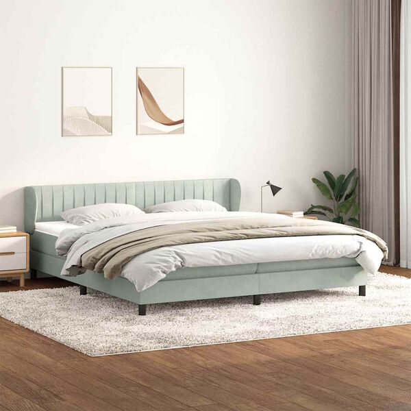vidaXL Cama com molas/colch&otilde;es 180x210 cm veludo cinzento-claro