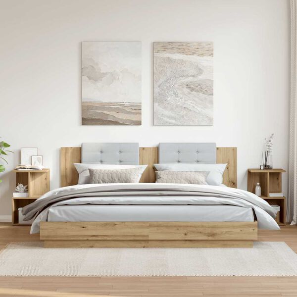 vidaXL Mesas de cabeceira 2pcs derivados de madeira carvalho artisiano