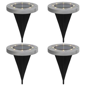 vidaXL Luzes solares para exterior com espig&otilde;es 4 pcs branco quente