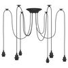 vidaXL Candeeiro suspenso com 6 porta-l&acirc;mpadas E27 metal preto